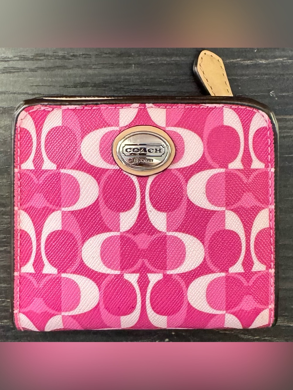 Coach Hot Pink Signature bifold wallet